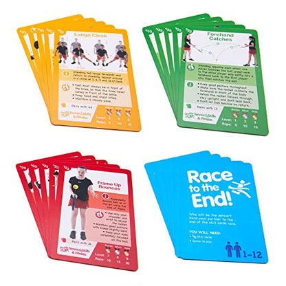 Shuffle Up Tennis Card Games - 70+ Fun & Active Skills Cards for Kids, Fitness Card Develop Fundamentals, Stamina & Strength, Easy to Play for Kids | Multiple Skill Level Cards Include 2 Dices - style: Tennis Card Games