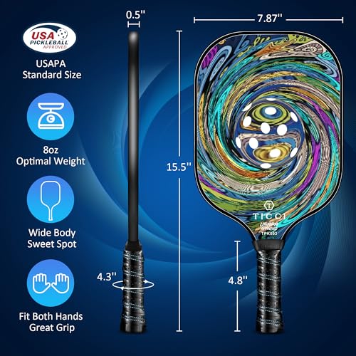Pickleball Paddles Set of 2, USAPA Approved Fiberglass Pickleball Set with 4 Balls & Carry Bag, Lightweight Rackets for Beginners & Adults - color: Vortex 4