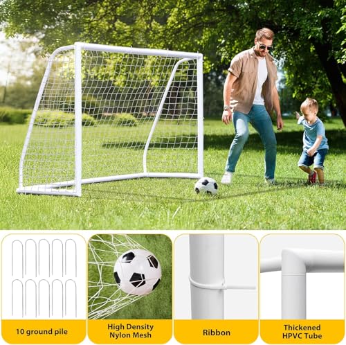 ZENY Portable Soccer Goal for Backyard,12x6 / 10x6.5 / 8x5 / 6x4 ft Kids Adults Soccer Net and Frame for Home Backyard Practice Training Goals, Soccer Training Equipment - style: 8 x 5 FT - 2 Pack