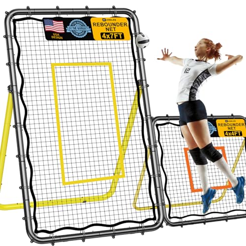 Adjustable Volleyball Rebounder Net 7x4FT/4x4FT– Bounce Back Practice Equipment for Volleyball Spike, Serving Trainer for Lacrosse Training, Ideal for Outdoor Indoor and Backyard Training - size: 7x4FT and 4x4FT