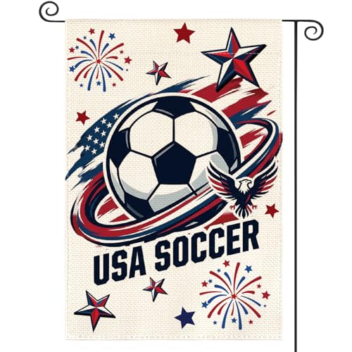AVOIN colorlife Global USA Soccer Garden Flag 12x18 Inch Double Sided, America Game Day Sport Season Yard Outdoor Flag
