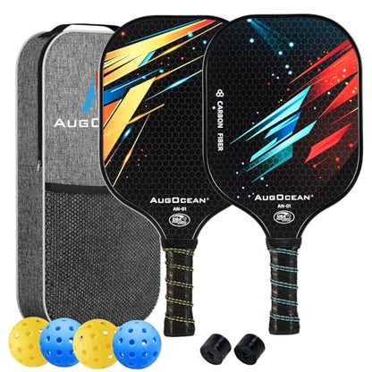 Pickleball Paddle,Pickleball Paddles-3K Raw Carbon Fiber Pickle Ball Paddle Surface with Great Grit & Spin,T700 Pickleball Racket with Excellent Power,Control and Balance,USAPA Approved - color: Yellow Blue