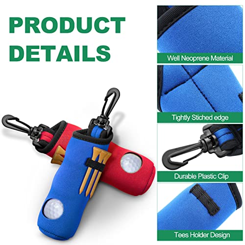 4 Pieces Golf Tee Holder Golf Ball Carry Bag Pouch Ball Holder Keychain Belt Clip Gifts Accessories