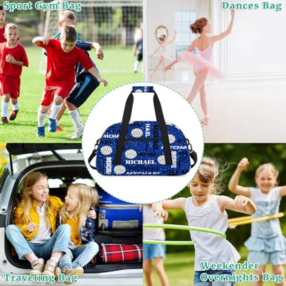 Custom Volleyball Gym Bag Duffel Bag for Women Men, Personalized Name Sport Bag Overnight Bags Customized Travel Weekender Bag, Navy Glitter - color: Navy Glitter