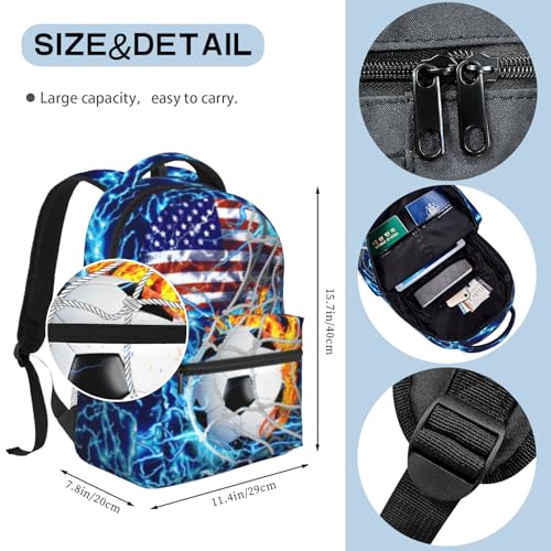 Soccer Backpack for Boys School Backpack for Kids Children Teens Elementary Middle School - Students Bookbag Ages 6-18, Waterproof Adjustable Soccer Bookbag Travel Daypack - color: Soccer