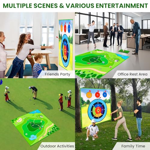 LYDARZ Golf Chipping Practice Mat for Backyard Games, Battle Golf Hitting Mat for Swing Training Game, Perfect for Outdoor Activities - size: Target Disk Pattern: 3a