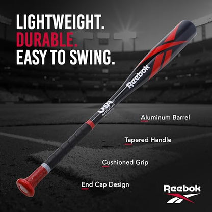 Reebok - T Ball Bat, 26-Inch Aluminum Bat for Kids & Youth, Baseball Bat for Practice, Training, and Beginners (Black) - color: Black