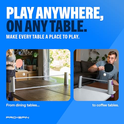PRO-SPIN Retractable Ping Pong Net – 72" Table Tennis Net with Clamps | Portable Ping Pong Net for Any Table | Includes Custom Mesh Storage Bag | Replacement Table Tennis Net Posts - color: 1-Pack | Purple