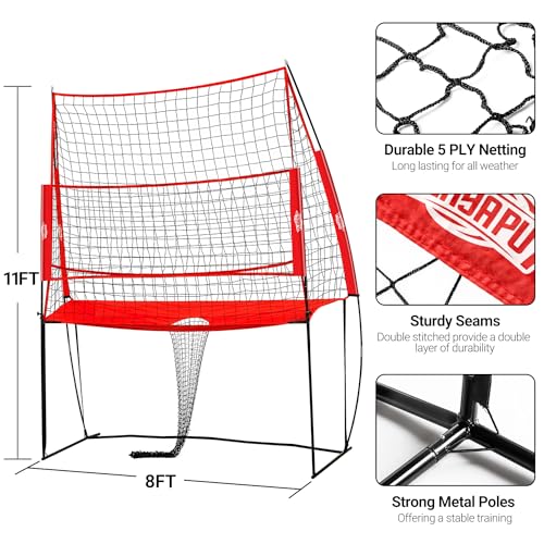 PLAYAPUT Volleyball Training Equipment Net,Height Adjustable Volleyball Practice Net Station for Serving,Spiking, Hitting,with Carryingbag Easy Assembly & Storage Great for Indoor/Outdoor