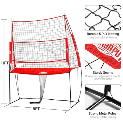 PLAYAPUT Volleyball Training Equipment Net,Height Adjustable Volleyball Practice Net Station for Serving,Spiking, Hitting,with Carryingbag Easy Assembly & Storage Great for Indoor/Outdoor