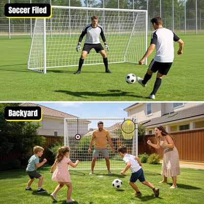 Soccer Goal for Backyard - 12×6/8×6/6×4 FT, Training and Tournament Size Metal Frame Soccer Net with Target Net, Shooting Target & 12 Training Cones for Kids Teens Adults Easy Assembly - size: 12x6 ft
