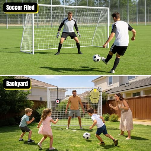 Soccer Goal for Backyard - 12×6/8×6/6×4 FT, Training and Tournament Size Metal Frame Soccer Net with Target Net, Shooting Target & 12 Training Cones for Kids Teens Adults Easy Assembly - size: 8x6 ft