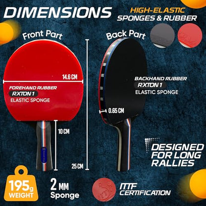 Vortex Table Tennis Paddle with Case – Ping Pong Racket for Intermediate Players, ITTF Approved Rubber, Lightweight Control for Indoor/Outdoor Sports, Great Gift for Kids & Adults