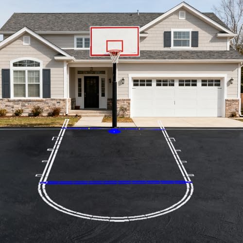Reusable Basketball Court Stencil Kit for Concrete, Basketball Court Marking Kit, Plastic Material, Sun-Resistant NOT Paper Board, Durable,Can be Used More Than 20 Times. (Free Throw Line) - style: FREE THROW LINE
