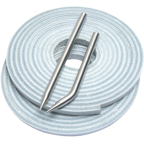 Softball Baseball Glove Lace, Mitt Lace Repair Kit Includes 2 Leather Laces and Lacing Needle for Catcher's Glove - color: White