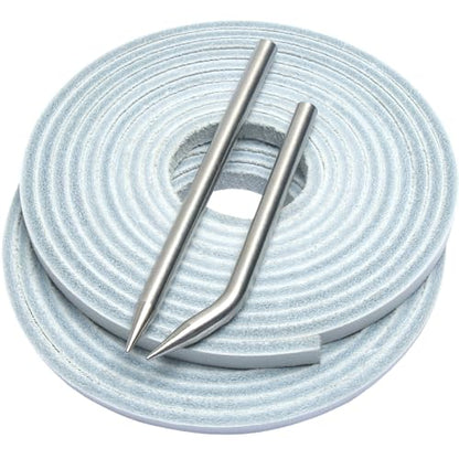 Softball Baseball Glove Lace, Mitt Lace Repair Kit Includes 2 Leather Laces and Lacing Needle for Catcher's Glove - color: White