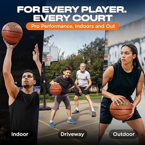 Eco Sports Basketball — Premium TPU Non-Toxic BPA Free, Superior Grip & Air Retention, Indoor Outdoor, Size 5 6 & 7, Eco-Friendly Vegan Basketball for Leagues, Schools, Coaches & Camps - size: 5 - Mini Basketball Size, 27.5"