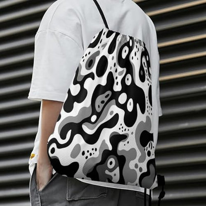 Beam Bag Large Capacity Drawstring Backpack for Volleyball Baseball Sports Workout Gear Travel Men Women, Black Camo Bags - color: Picture (638)
