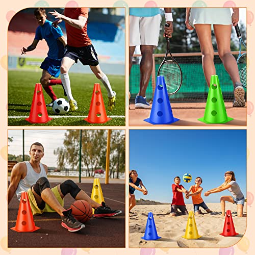 Tuanse 48 Pcs Training Cones for Sports Outdoor Indoor Plastic Agility Cones 9 Inch Field Marker Cone Sports Flexible Cone for Soccer Football Basketball Training, Events, Activity, Drills, Traffic