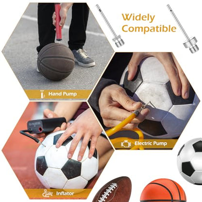 Ball Pump Needles, Unbreakable Air Pump Needles Compatible with Hand and Electric Pump, Sports Ball Air Pump Needles, Tire Valve Caps, Presta to Schrader Valve Adapters, Balloon Inflation Nozzles Kit