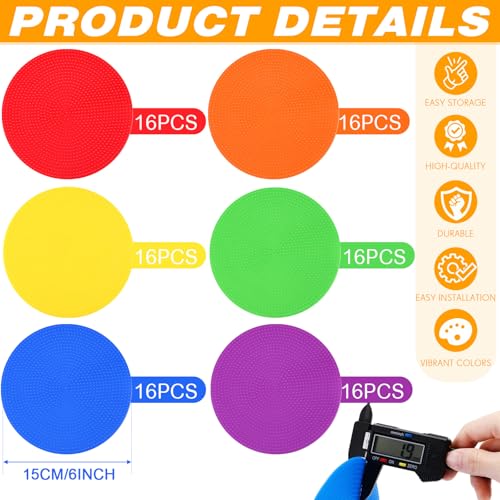 Haull Spot Markers Floor Spots with Bag Non Slip Vinyl Poly Dots for Gym Floor Basketball Football Soccer Sports Speed Agility Training Gym Dance - size: 6 Inch