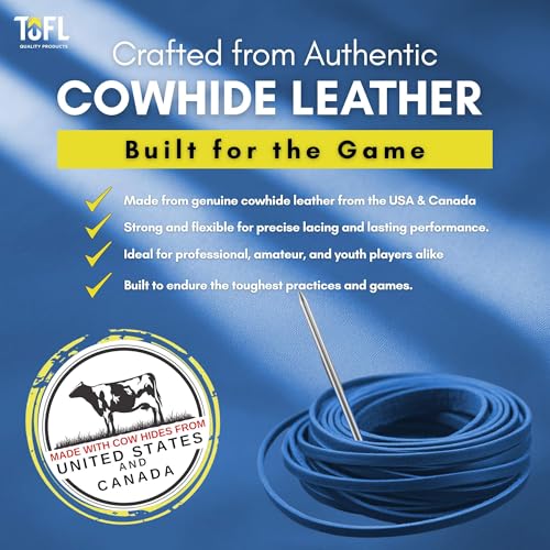 TOFL Softball and Baseball Glove Lace Kit | Mitt Lace Glove Repair Lacing Kit | 2 Leather Laces with Lacing Needle for Catchers Glove