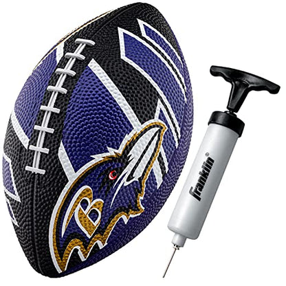 Franklin Sports NFL Team Footballs - Rubber Youth Mini Balls for All Teams - Kids 8.5" Football + Air Pump Sets - Official NFL Licensed - style: Baltimore Ravens