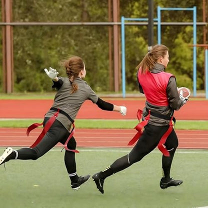 Junkin 6/8/10 Players Flag Football Sets Adjustable Football Belts and Flags for Youths Teens Kids Adults Players Sports Team - color: Black,red
