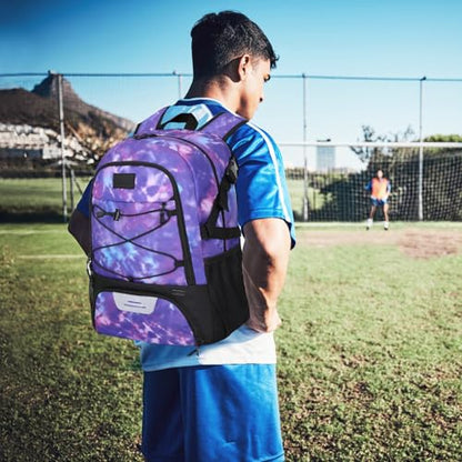 Goloni Soccer Backpack,Basketball Backpack with Ball Compartment & Shoe Compartment,Backpack for Basketball,Soccer - color: Purple Camouflage