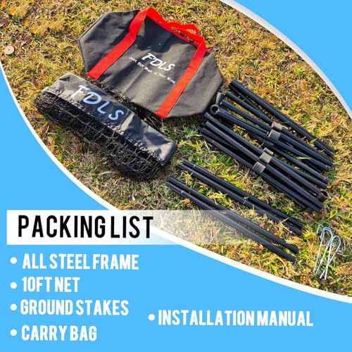 FDLS 10FT Portable Badminton Pickleball Net with Carry Bag for Indoor Outdoorl Height Adjustable| Easy Set up - style: Black