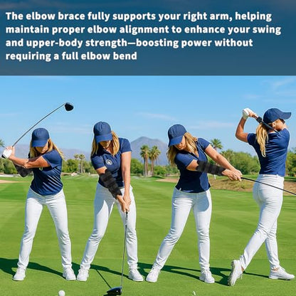 Straight Arm Golf Swing Trainer, Adjustable Tension Elbow Brace with Three Metal Stays for Lead Arm Correction, Golfers Practice Training Aid Perfect for Beginners＆Seasoned Players