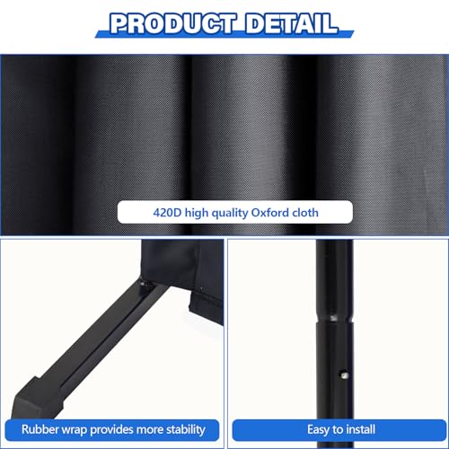 2 Pcs 92" x 27.5" Table Tennis Baffle Barrier Table Tennis Field Fence 420d Oxford Cloth Court Surround Barrier Block for Quicker and Easier Pick Up - color: Black