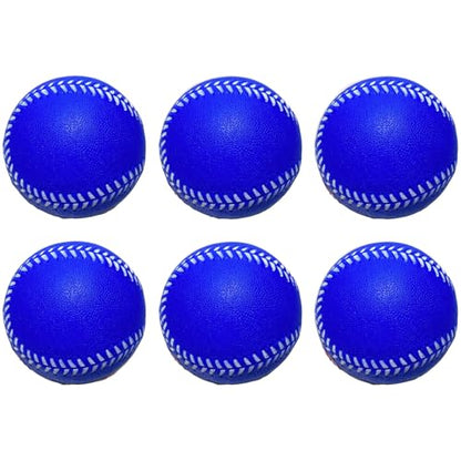 Foam Baseballs Softballs Practice Training Ball for Beginners Hand Exercise Squeeze Ball for Safe Throwing Catching and Batting Practice - color: Blue 6 PCS foam baseballs