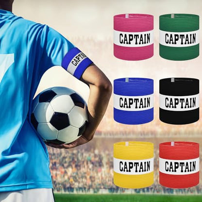 Captain Armbands for Soccer, Unisex Captain's Armband Adjustable Football Arm Bands Adults & Youths Elastic Captain Arm Band Team Sports Accessories - color: Blue