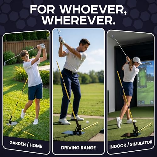 Golf Swing Plane Trainer with Alignment Stick Holder | Golf Alignment Stick Holder Training Aid for Swing Path, Tempo & Ball Striking | Adjustable Golf Training Aid for Indoor & Outdoor Practice