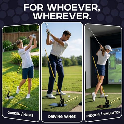 Golf Swing Plane Trainer with Alignment Stick Holder | Golf Alignment Stick Holder Training Aid for Swing Path, Tempo & Ball Striking | Adjustable Golf Training Aid for Indoor & Outdoor Practice