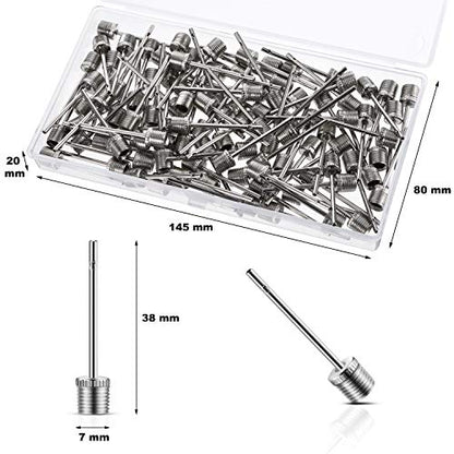 WILLBOND 100 Pack Basketball Pump Needles Ball Inflation Air Pump Needles with Storage Box for Sports Balls, Football Basketball Soccer and Volleyball - color: Silver