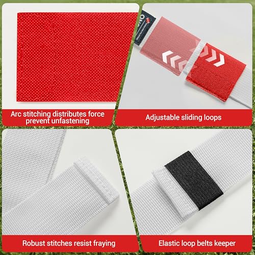 Flag Football Belts, Set of Flag Football Flags for Kids Adults, and Youth, Adjustable Flag Football Set 14 Players - color: White and Red