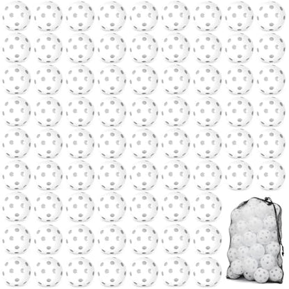 Coopay 24/80 Pack Practice Baseball SoftBalls Plastic Training Balls Lightweight Hollow Balls with a Drawstring Bag for Hitting, Baseball Training Indoor Outdoor Use - color: White, style: 80 Pack