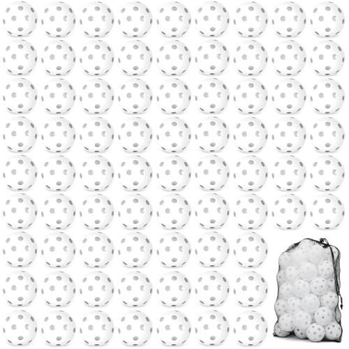 Coopay 24/80 Pack Practice Baseball SoftBalls Plastic Training Balls Lightweight Hollow Balls with a Drawstring Bag for Hitting, Baseball Training Indoor Outdoor Use - color: White, style: 80 Pack