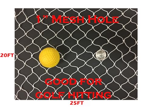 10ft, 15ft, 25ft Sports Practice Netting Sturdy Net Hitting Throwing Pitching Net 150LB Impact Hit Tested Nylon Mesh Netting for Golf, Baseball, Softball, Hockey, Soccer, LAX - size: 20ft x 25ft