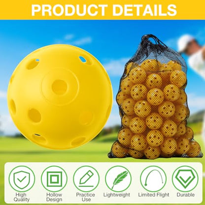 MiniInflat 80 Pack Practice Golf Balls Limited Flight 42 mm Golf Training Airflow Hollow Plastic Ball for Women Men Indoor Outdoor Driving Range Swing Practice Home
