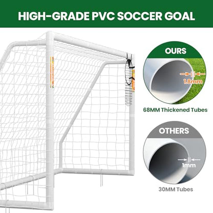 NAIZEA Soccer Goal - 12x6/10x6/8x6/6x4FT Soccer Goals for Backyard, Portable & Weatherproof HPVC Soccers Goal w/Soccer Net Durable Post for Adults & Youth Outdoor's Practice Training - size: 12x6 FT, style: Foldable