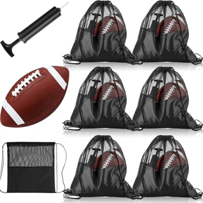 WinnerWhy 6 Pcs Inflatable Footballs Composite Leather Footballs with Pump Official Size Balls for Youth, Junior, Adult, College, High School, American Foot Ball Training Sport Gifts