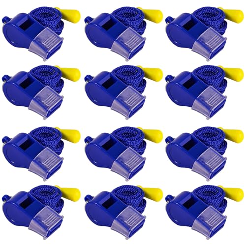 12 Packs Sports Whistles with Lanyard, for Coaches, Referees and Officials - color: Blue