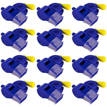 12 Packs Sports Whistles with Lanyard, for Coaches, Referees and Officials - color: Blue