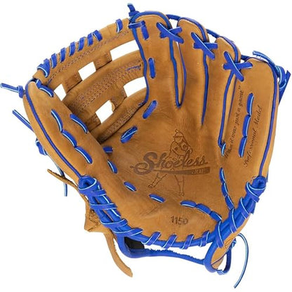 SHOELESS JOE 11 1/2" H-Web - Double Play Series Steer Hide Leather Baseball Glove for Infield Youth & Adult Ballplayers - Right/Left Hand Throw Options - color: Brown Glove w/Royal Blue Trim