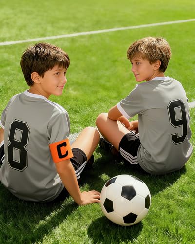 Captain's Armband Soccer Football Rugby Captain Armbands for Youth and Adult,Anti-Drop Design - Pack of 6 - color: 6 Orange