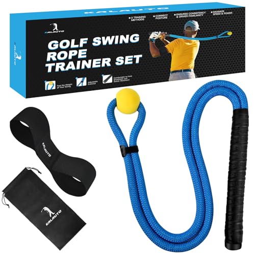 Golf Rope Swing Trainer Set-Golf Swing Training Aid,Improved Golfers Swing and Master Tempo,Golf Gifts for Men Golfers,Included Swing Correcting Arm Band&Rope Trainer with Weighted Ball - color: Blue