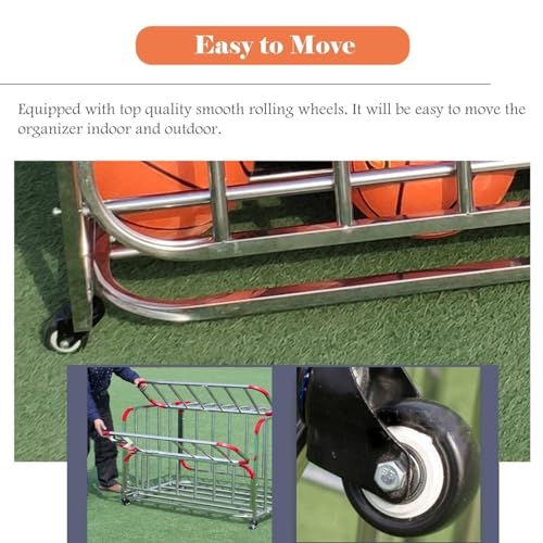 Rolling Sports Ball Storage Cart, Lockable Storage Ball Cart, for School Gym Equipment, Heavy Duty Indoor Outdoor Ball Locker Cage
